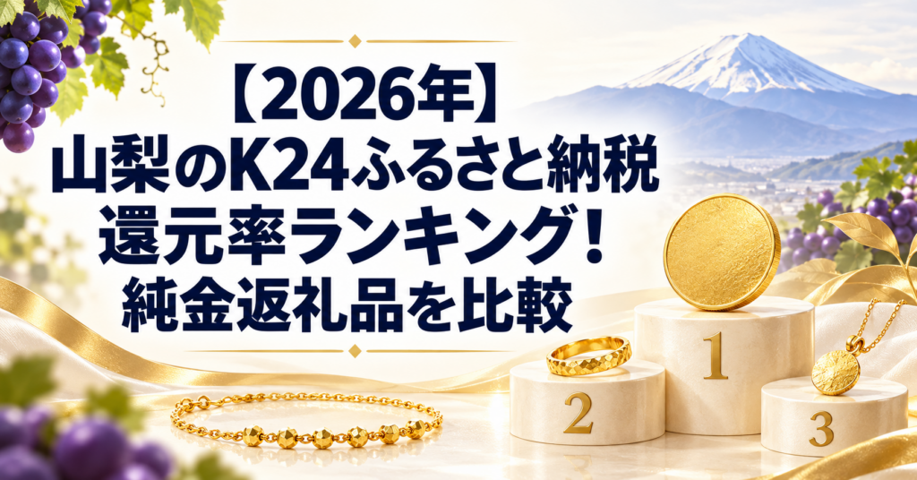 山梨のK24ふるさと納税還元率ランキングと純金返礼品比較のアイキャッチ